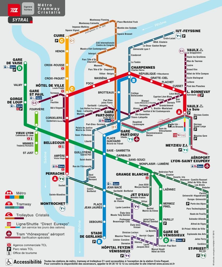 Ліён на карце метро
