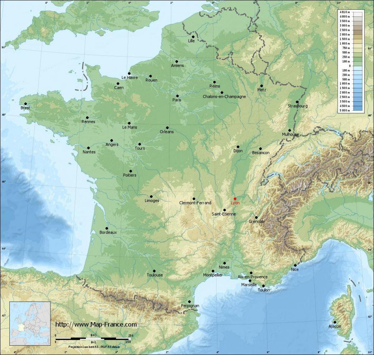 карта Ліён геаграфічных
