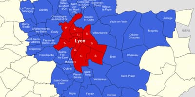 Карта Ліён прыгарадзе 